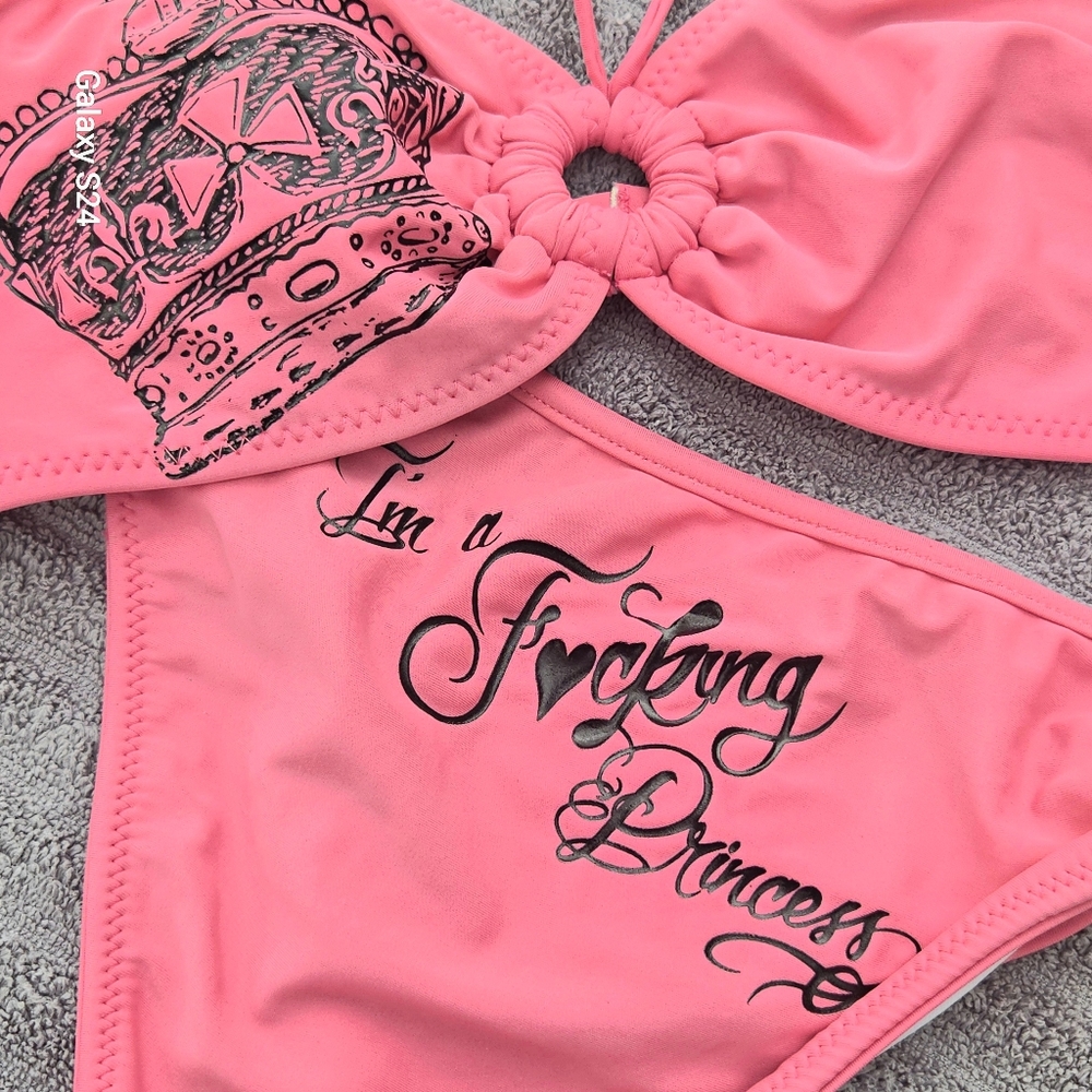 SUPER RARE Vintage Hustler I'm A Fucking Princess Bikini Set M